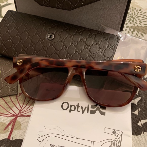 Authentic Gucci 52m oversized cat Optyl acetate leopard print sunglasses - Picture 3 of 15
